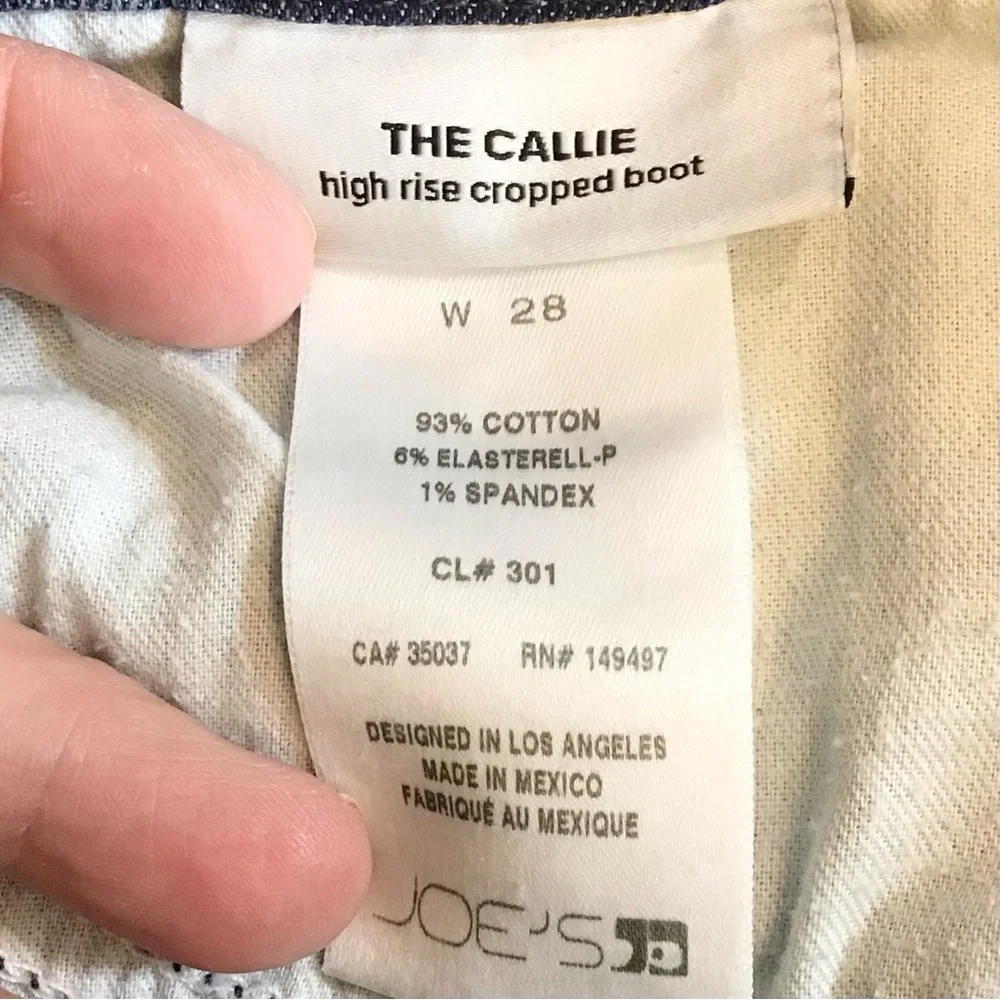 Joe’s Jeans 28 The Callie High Rise Cropped Boot Jeans KickFlip Distressed